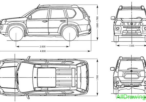 Nissan X-Trail (2007) (Ниссан X-Треил (2007)) - чертежи (рисунки) автомобиля